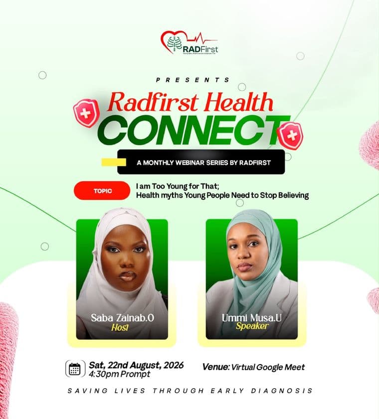 Poster for RADFIRST Health Connect, a monthly webinar series